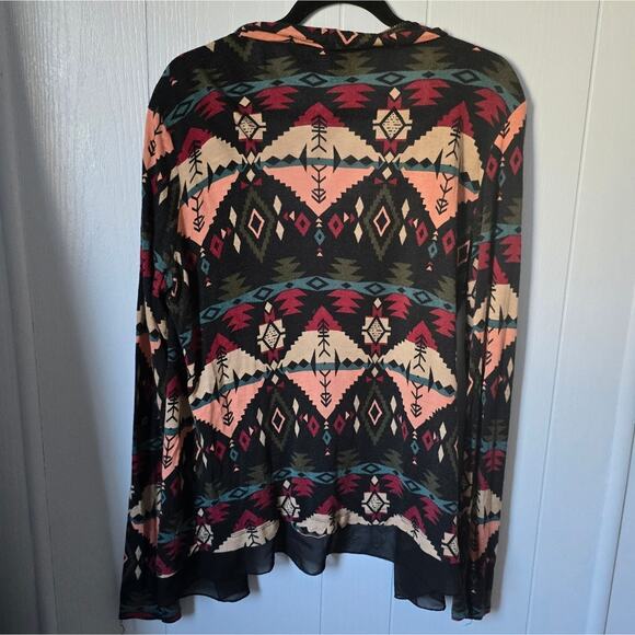 About a Girl Geometric Cardigan size Large Bohemian Multicolored Feminine Hippie - Picture 6 of 7